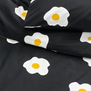 IKEA OGONLOCKSMAL Duvet Cover & Pillowcase, Black/Yellow, Twin (206.000.44)